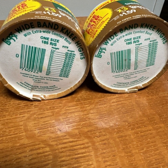 Lot of 2 Vintage L'eggs Leggs Sheer Toe Wide Band Knee Highs Suntan Color One Sz - Picture 2 of 8